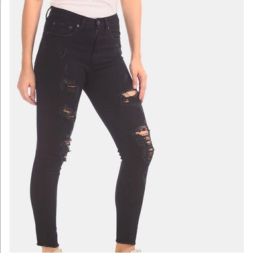 Aeropostale Black Distressed High Rise Jegging Skinny Jeans
